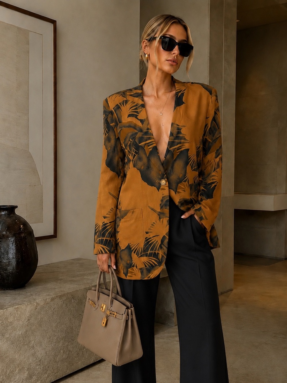 Jones NewYork 100% silk brown blazer